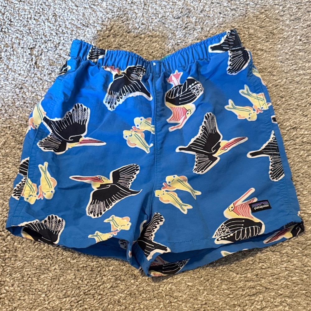 Patagonia Kids' Baggies Blue Shorts with Pelican Design